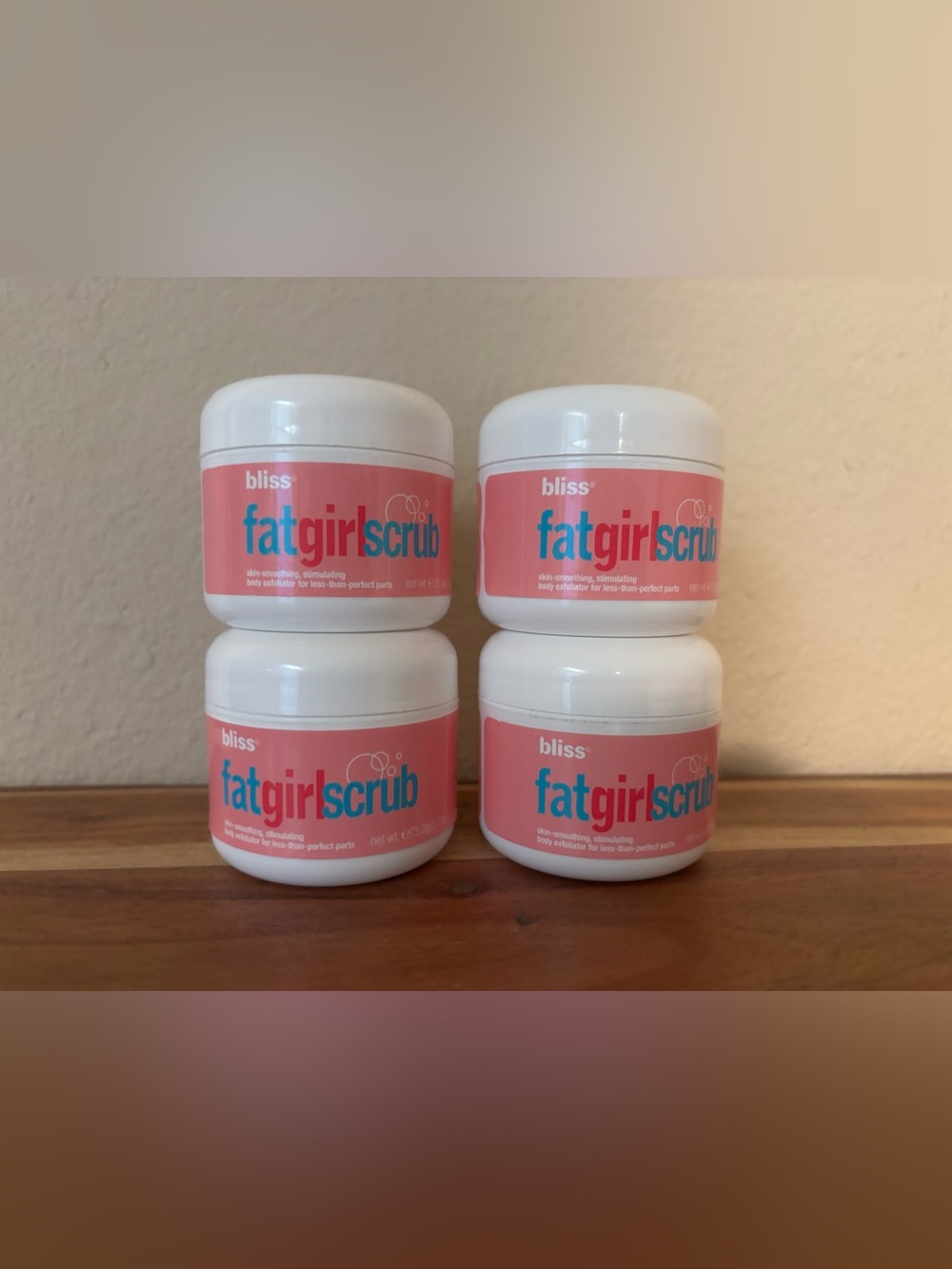 Bliss Fat Girl Scrub 2.7oz. x 4 = approx. 8oz.